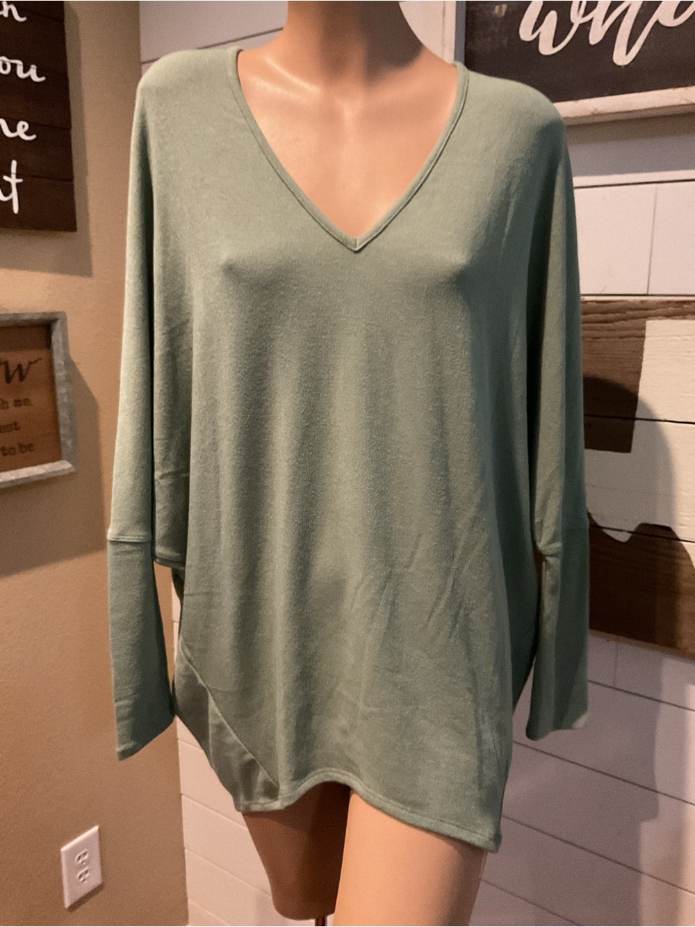 Jess Lea Dusty Teal Oversized Long Sleeve Top Super Soft Size XL NWT